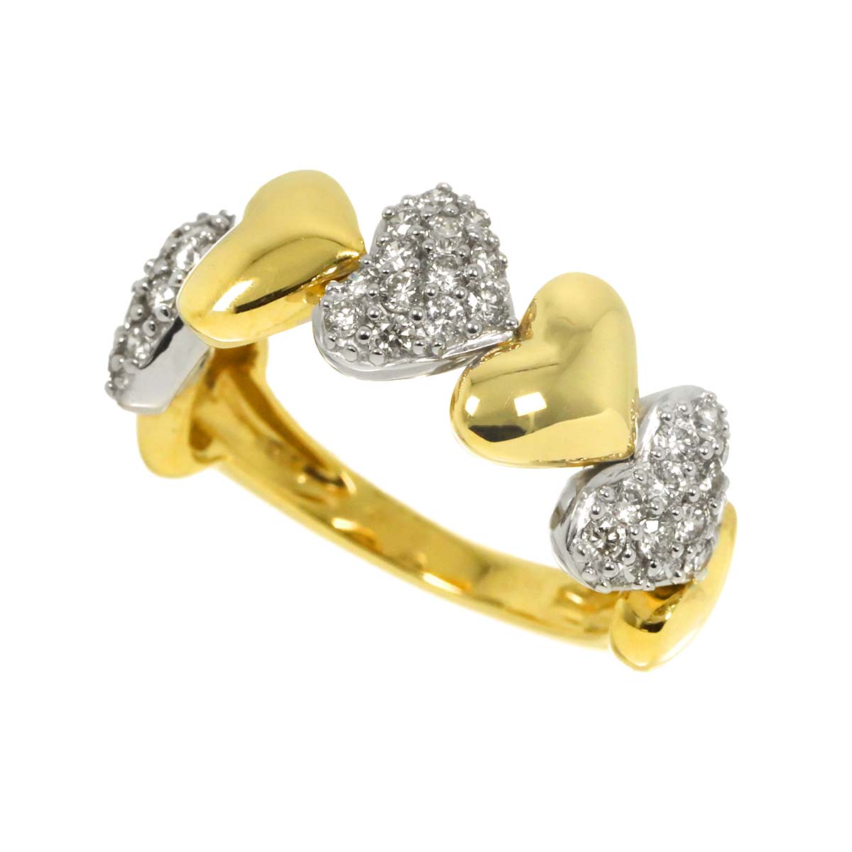 Diamond 0.55ct Ring 18K YG WG Yellow White Gold 750 6(US)