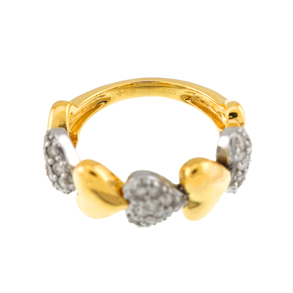 Diamond 0.55ct Ring 18K YG WG Yellow White Gold 750 6(US)