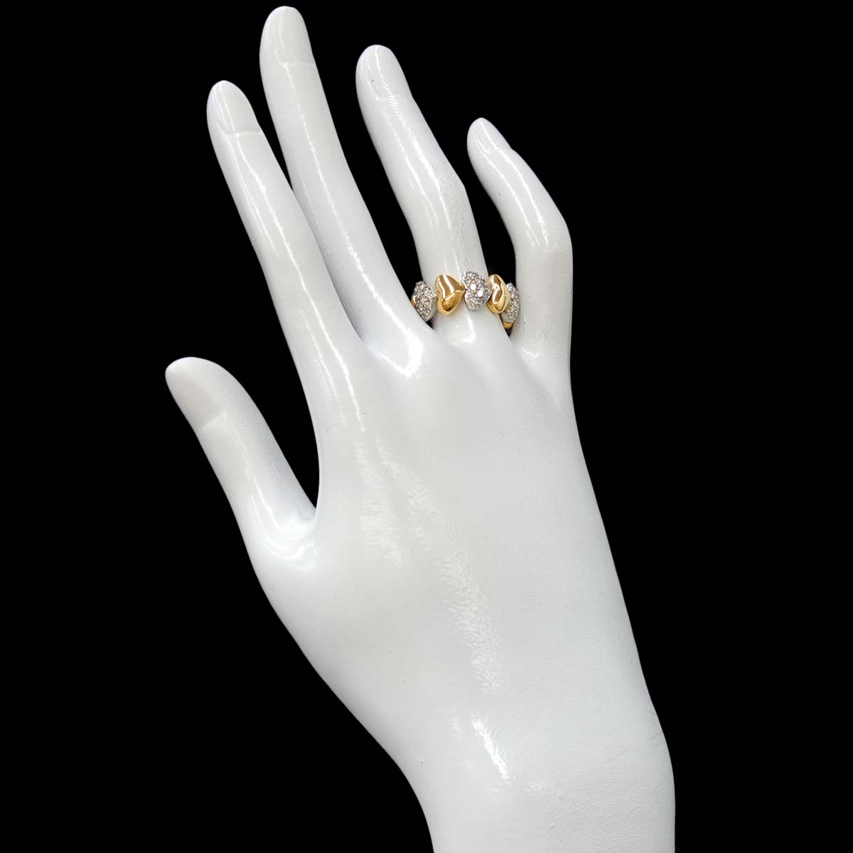 Diamond 0.55ct Ring 18K YG WG Yellow White Gold 750 6(US)