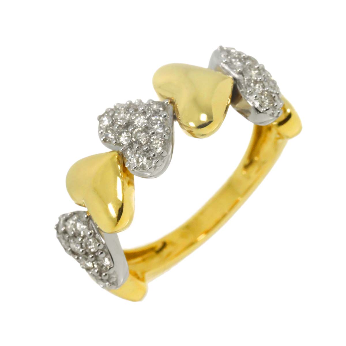 Diamond 0.55ct Ring 18K YG WG Yellow White Gold 750 6(US)