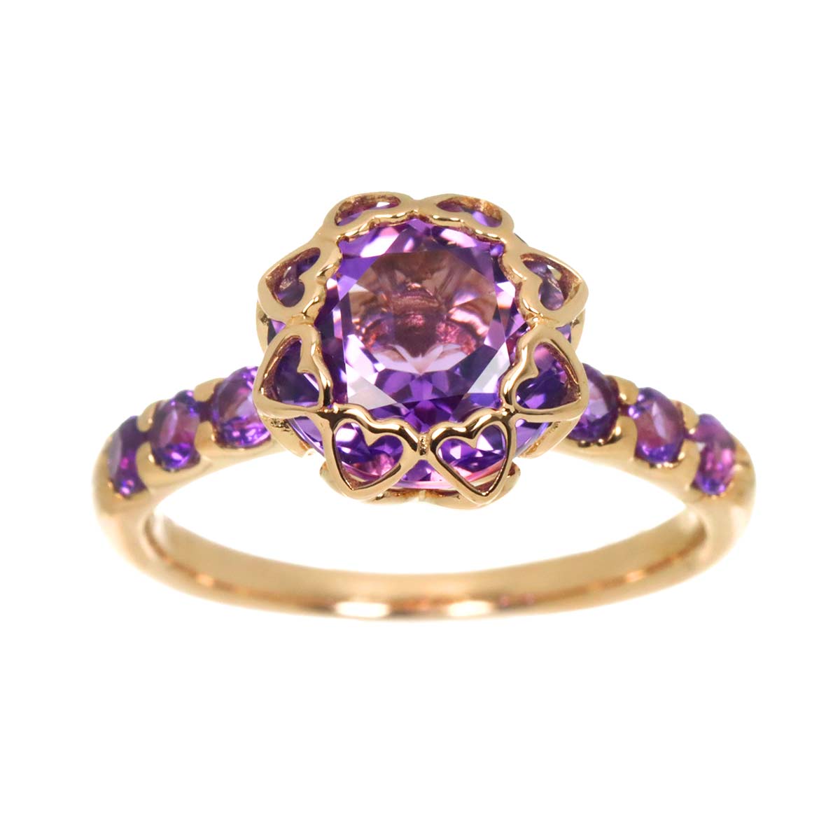 Amethyst Ring 18K PG Pink Gold Size6.25-6.5(US)
