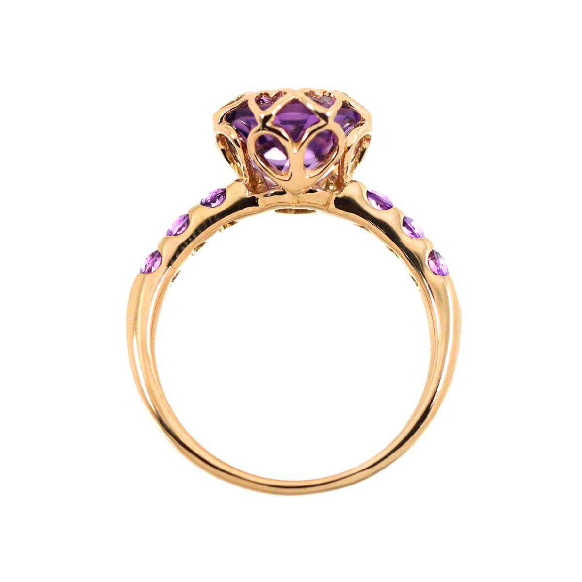 Amethyst Ring 18K PG Pink Gold Size6.25-6.5(US)