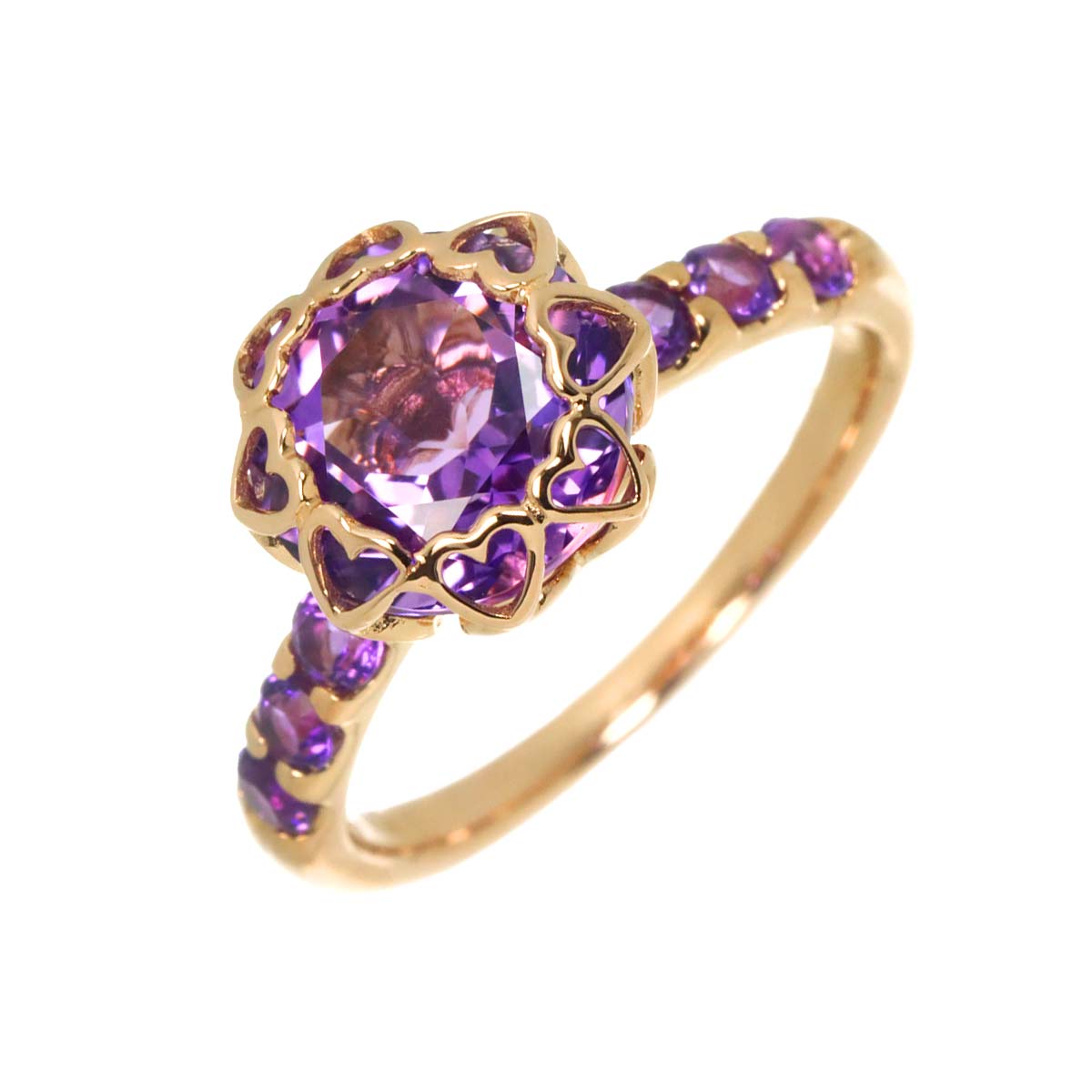 Amethyst Ring 18K PG Pink Gold Size6.25-6.5(US)