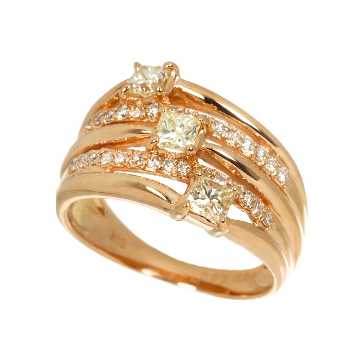 Diamond 0.53ct/0.24ct Ring 18K PG Pink Gold 750 Size5.5-5.75(US)