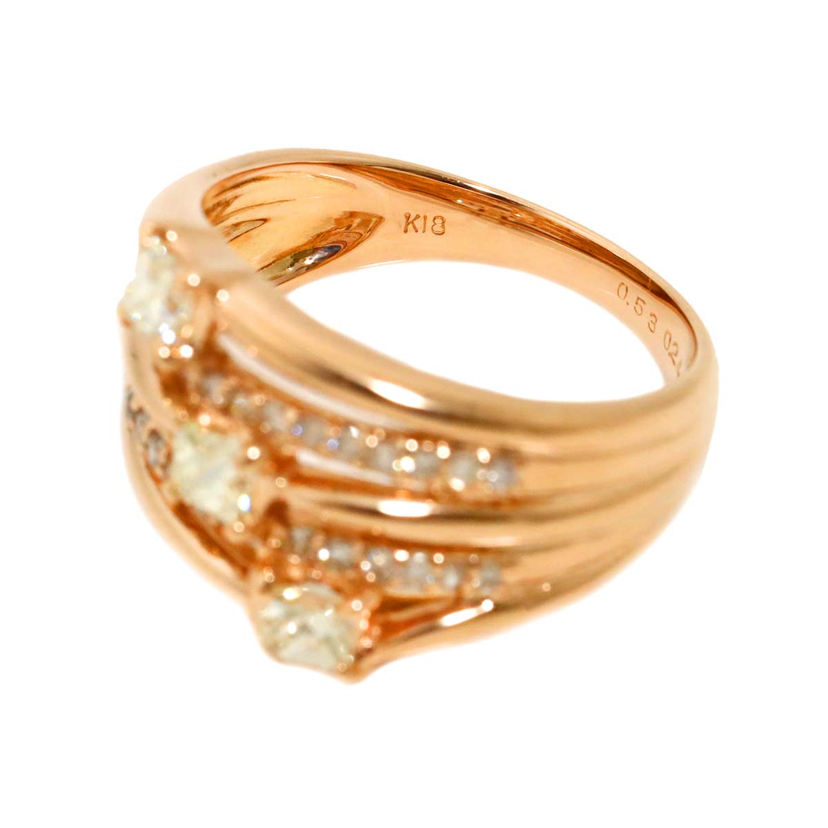 Diamond 0.53ct/0.24ct Ring 18K PG Pink Gold 750 Size5.5-5.75(US)