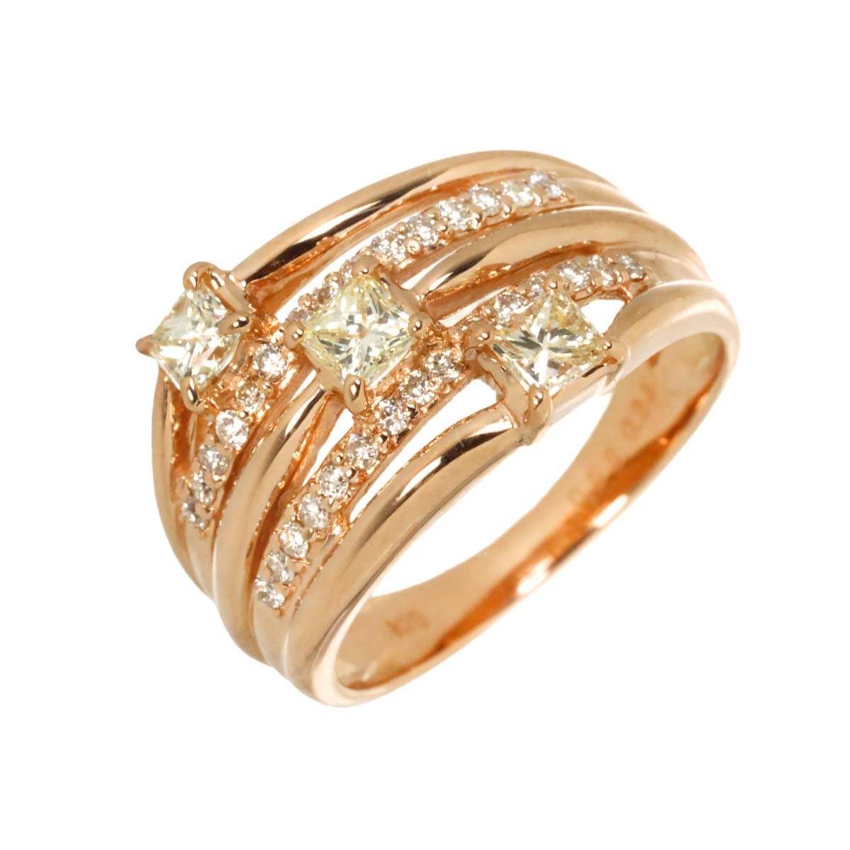 Diamond 0.53ct/0.24ct Ring 18K PG Pink Gold 750 Size5.5-5.75(US)
