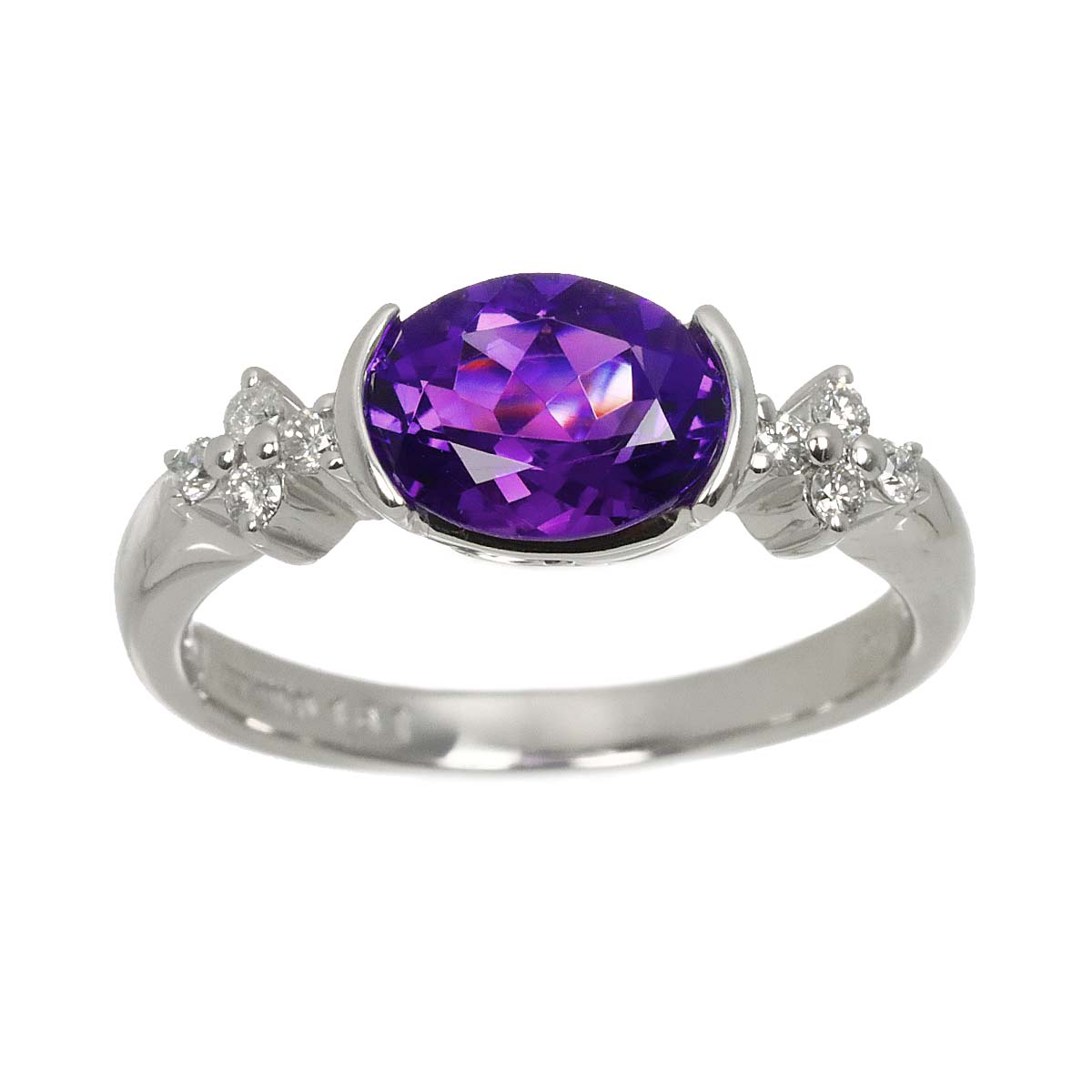 Amethyst 1.61ct Diamond 0.18ct Ring 18K WG size7.75-8(US)