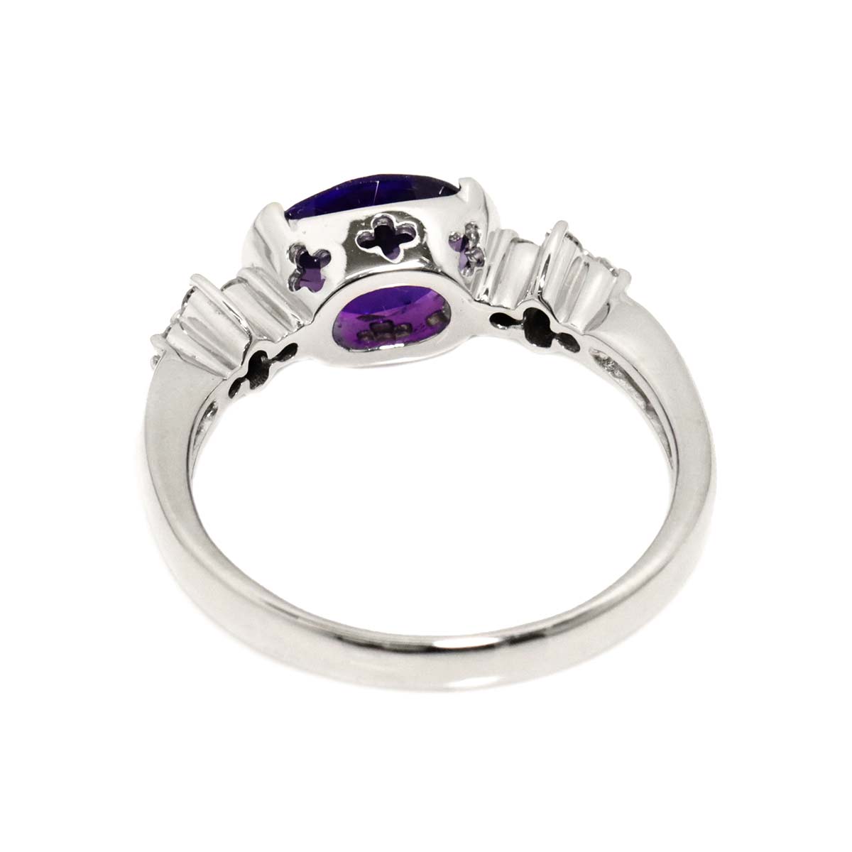 Amethyst 1.61ct Diamond 0.18ct Ring 18K WG size7.75-8(US)