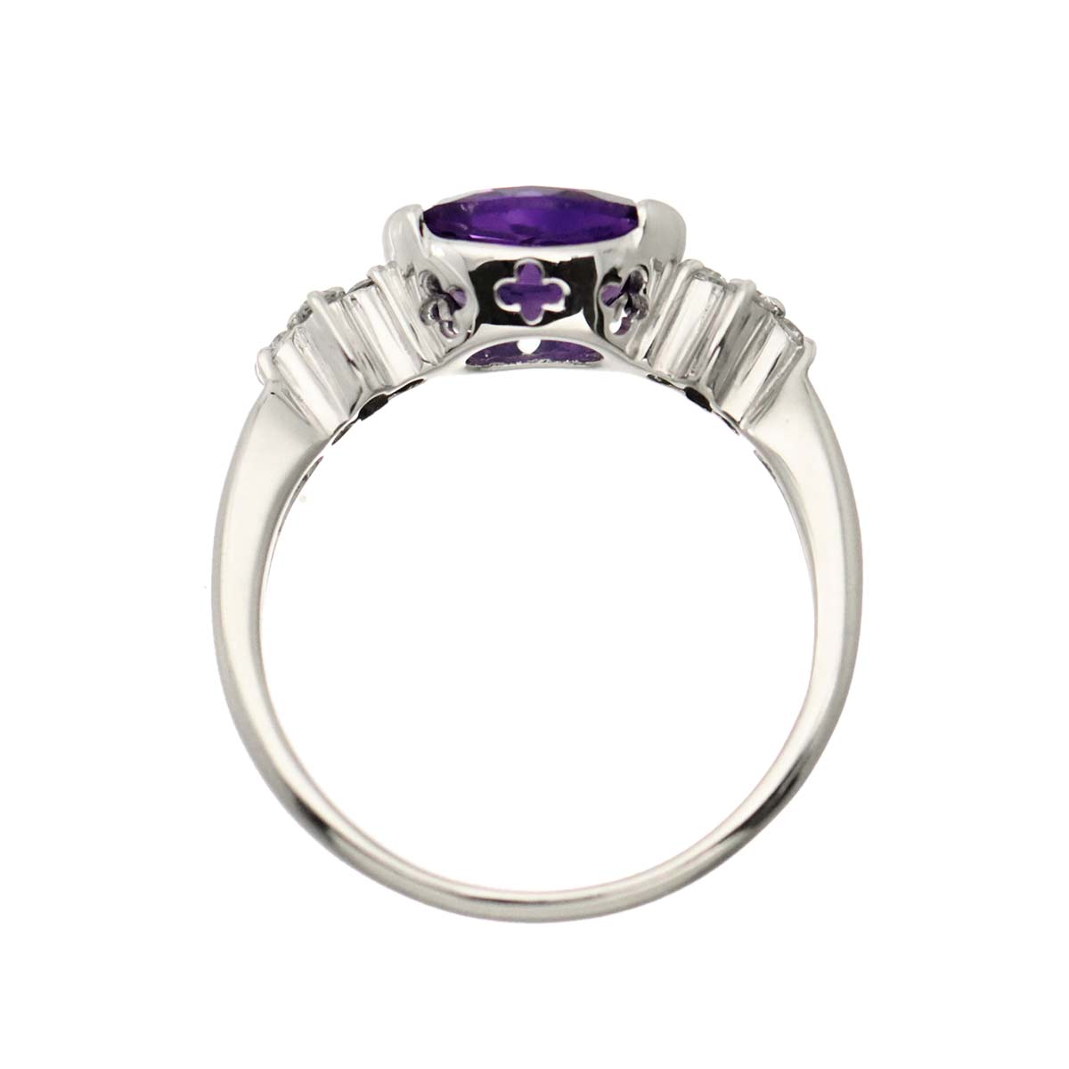 Amethyst 1.61ct Diamond 0.18ct Ring 18K WG size7.75-8(US)