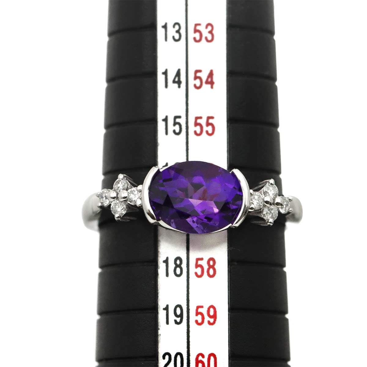Amethyst 1.61ct Diamond 0.18ct Ring 18K WG size7.75-8(US)