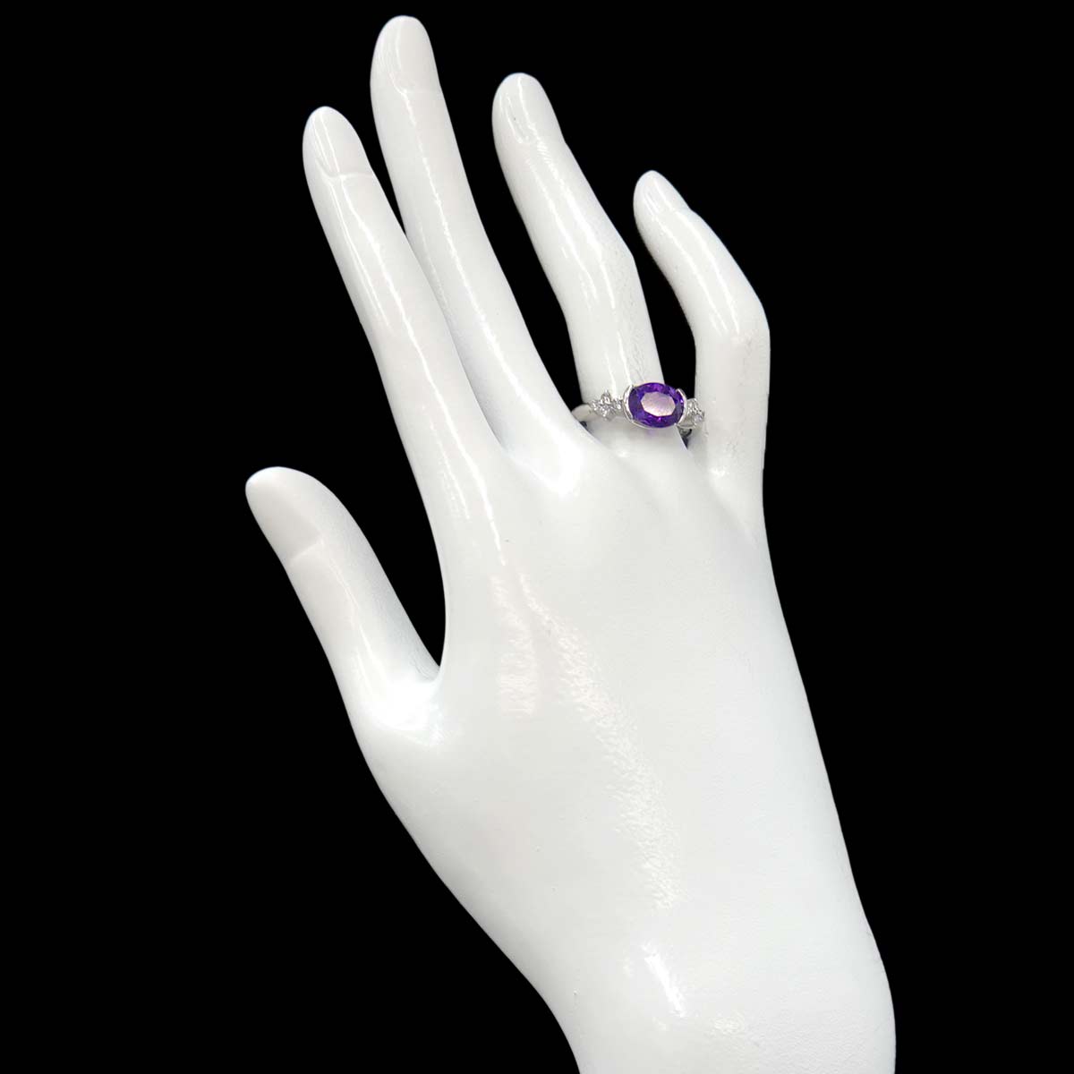 Amethyst 1.61ct Diamond 0.18ct Ring 18K WG size7.75-8(US)
