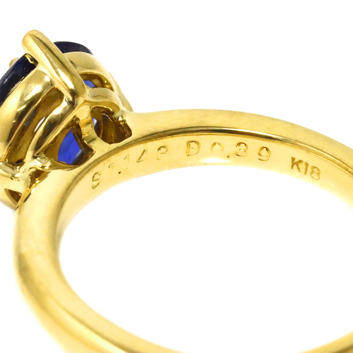 Sapphire 1.143ct Diamond 0.39ct Ring 18K K18 YG Yellow Gold 6-6.25(US)