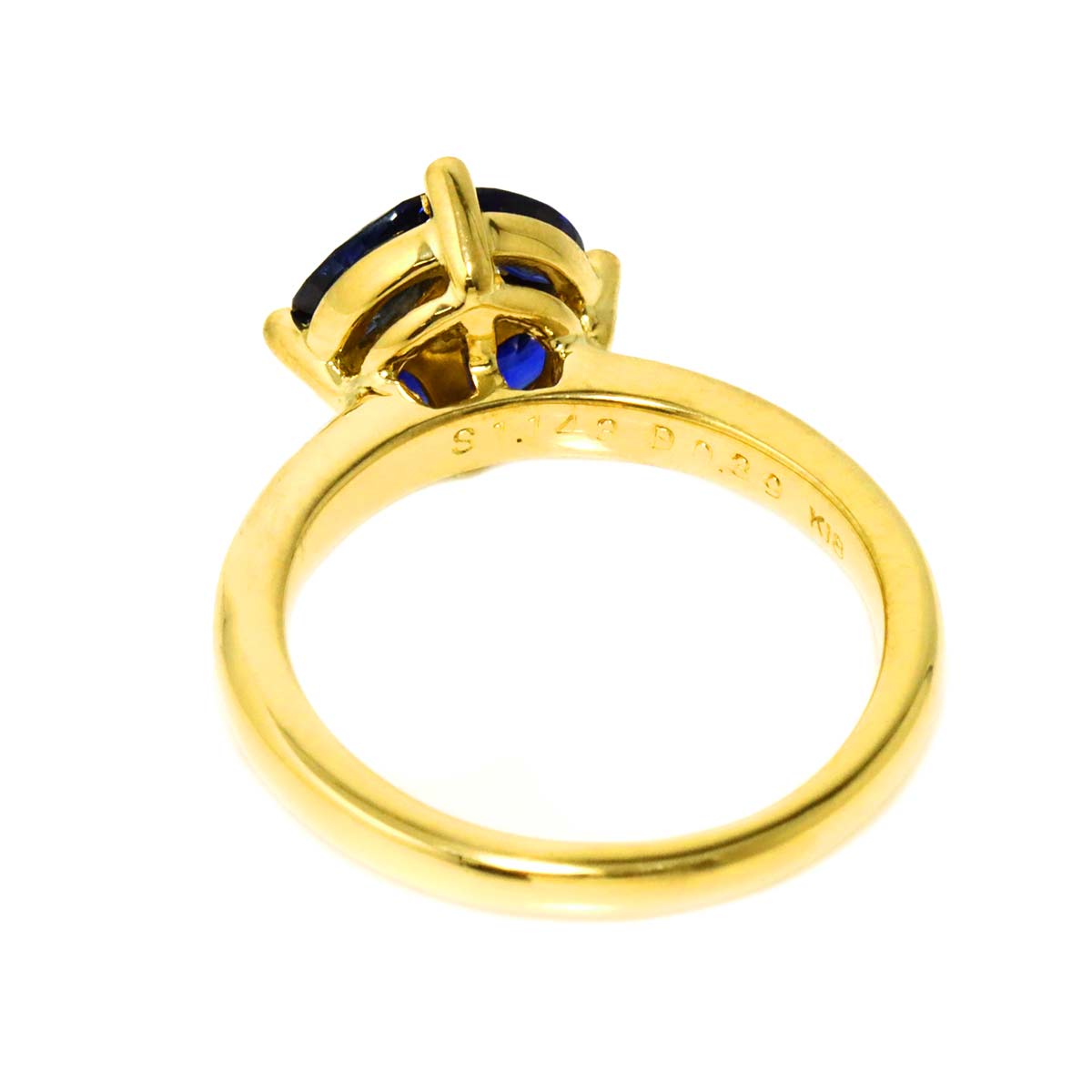 Sapphire 1.143ct Diamond 0.39ct Ring 18K K18 YG Yellow Gold 6-6.25(US)