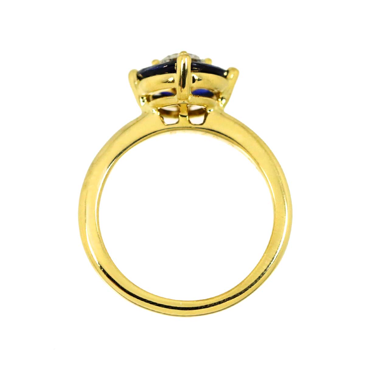 Sapphire 1.143ct Diamond 0.39ct Ring 18K K18 YG Yellow Gold 6-6.25(US)