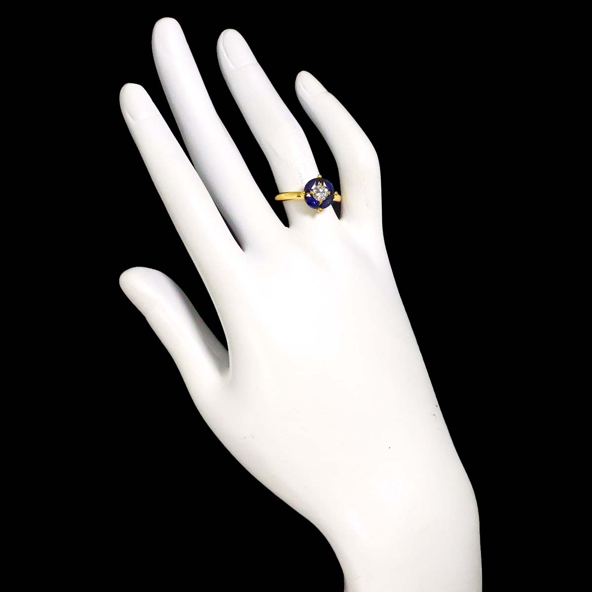Sapphire 1.143ct Diamond 0.39ct Ring 18K K18 YG Yellow Gold 6-6.25(US)