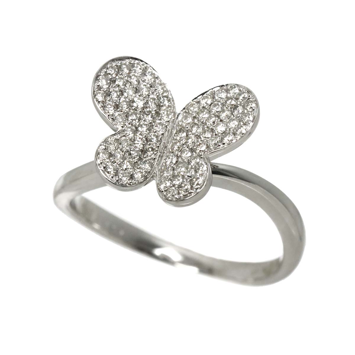 Diamond 0.45ct Ring 18K K18 WG White Gold size6.75(US)