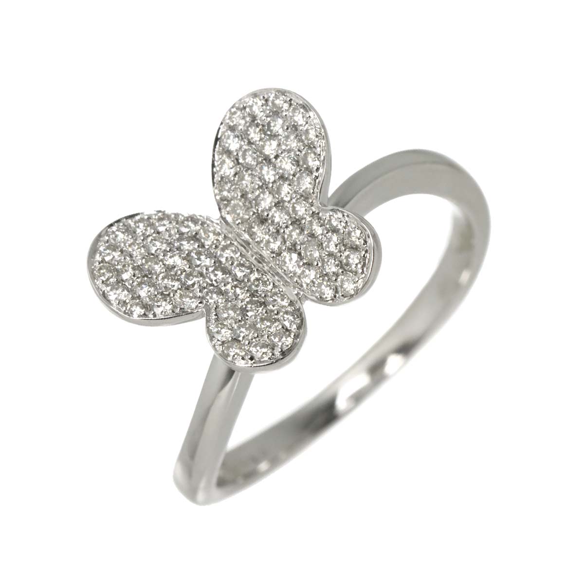 Diamond 0.45ct Ring 18K K18 WG White Gold size6.75(US)