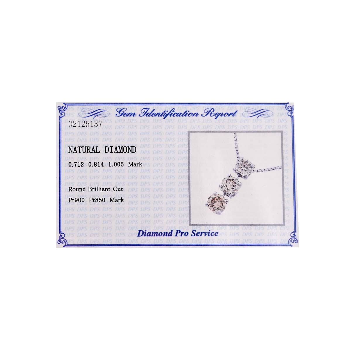 Diamond 0.713ct/0.814ct/1.005ct Necklace Pt Platinum