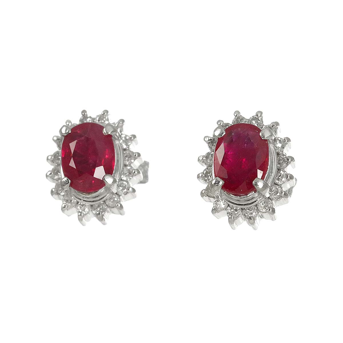 Ruby 0.69ct/0.64ct Diamond 0.12ct/0.12ct Earrings Pierced Pt