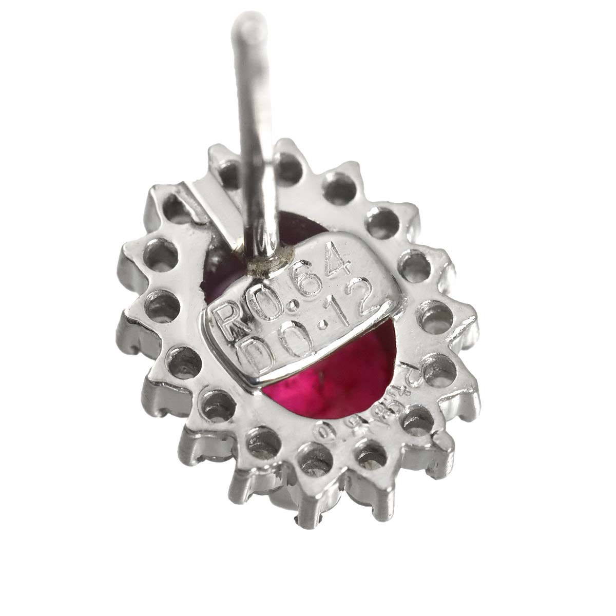 Ruby 0.69ct/0.64ct Diamond 0.12ct/0.12ct Earrings Pierced Pt