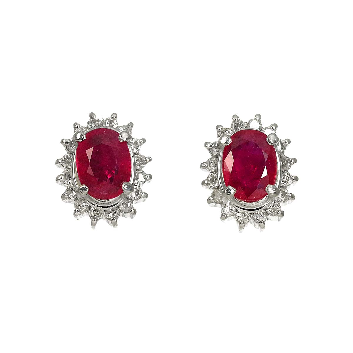 Ruby 0.69ct/0.64ct Diamond 0.12ct/0.12ct Earrings Pierced Pt
