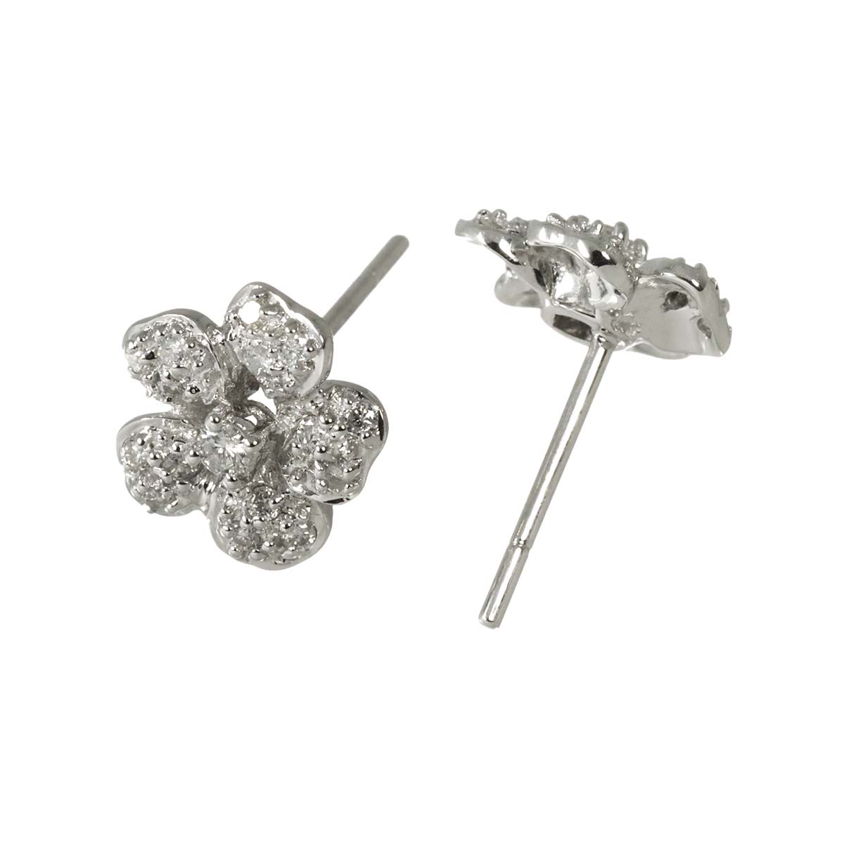 Diamond 0.15ct/0.15ct Earrings Pierced 18K K18 WG 750