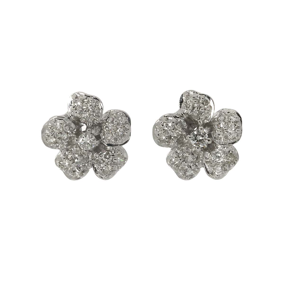Diamond 0.15ct/0.15ct Earrings Pierced 18K K18 WG 750