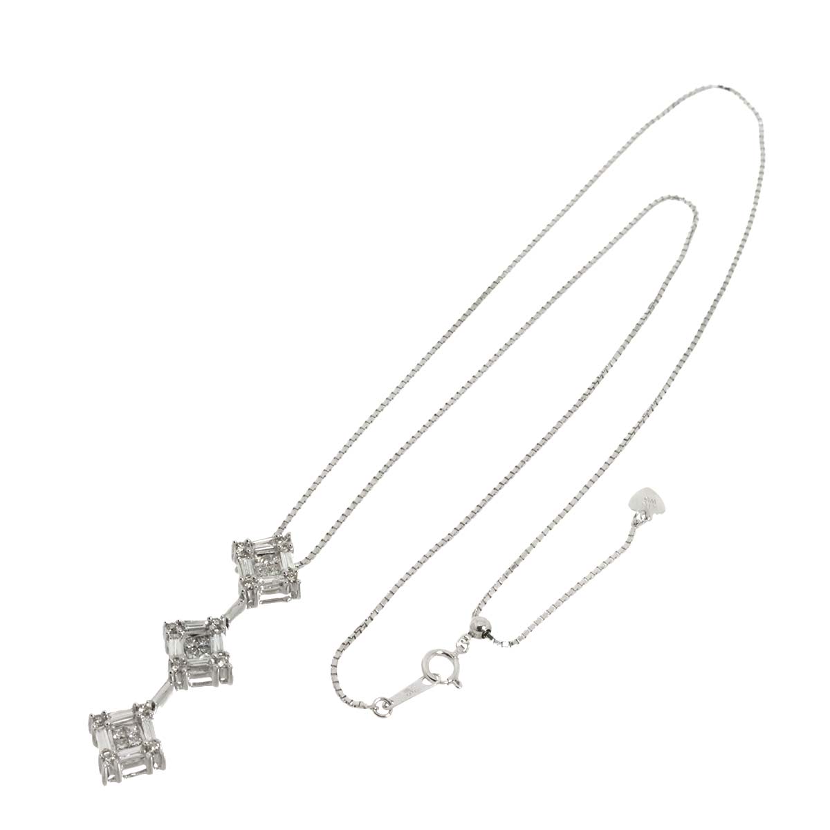 Diamond 1.00ct Necklace 18K WG White Gold 750