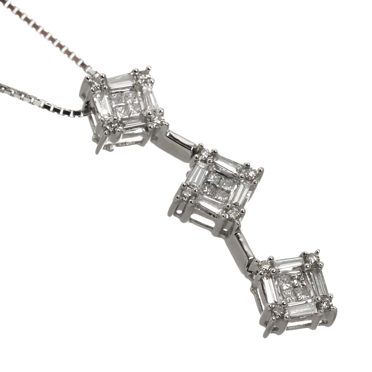 Diamond 1.00ct Necklace 18K WG White Gold 750