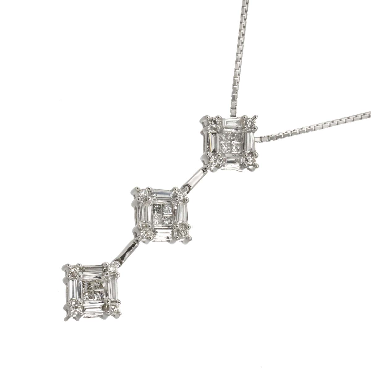 Diamond 1.00ct Necklace 18K WG White Gold 750
