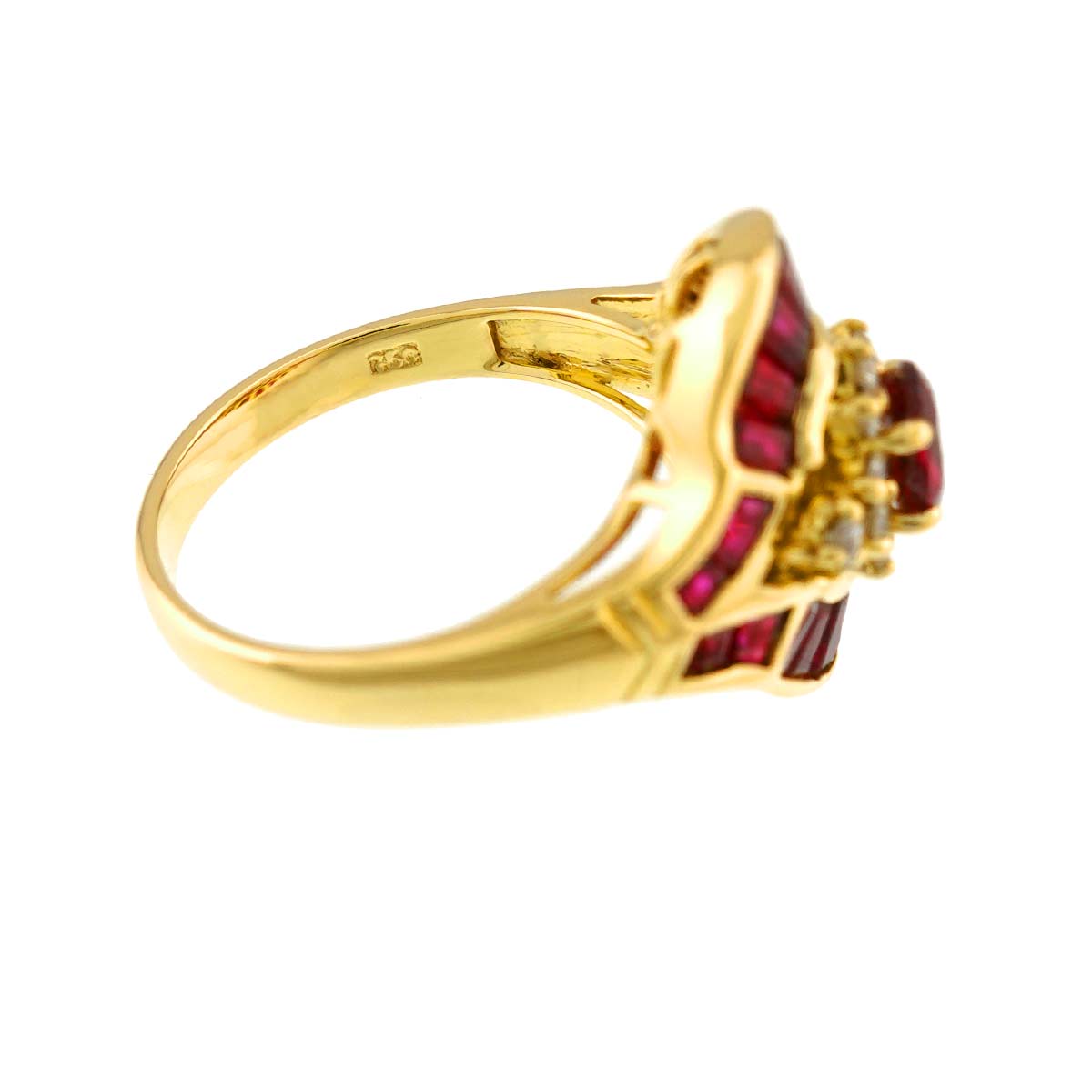 Ruby Diamond Ring 18K YG size6.5-6.75(US)