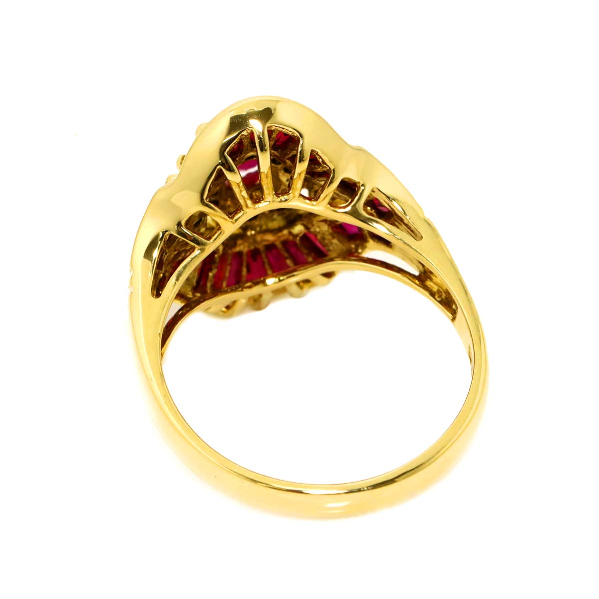 Ruby Diamond Ring 18K YG size6.5-6.75(US)