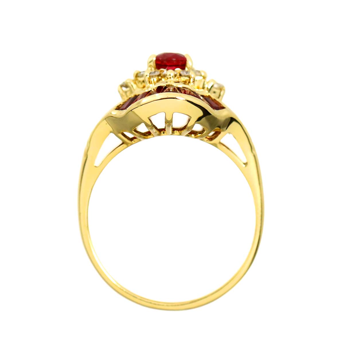 Ruby Diamond Ring 18K YG size6.5-6.75(US)