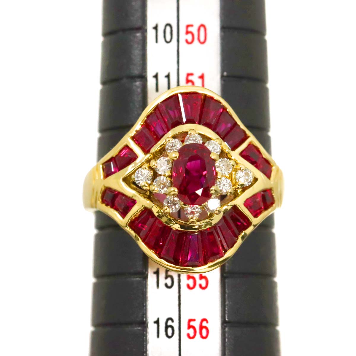 Ruby Diamond Ring 18K YG size6.5-6.75(US)
