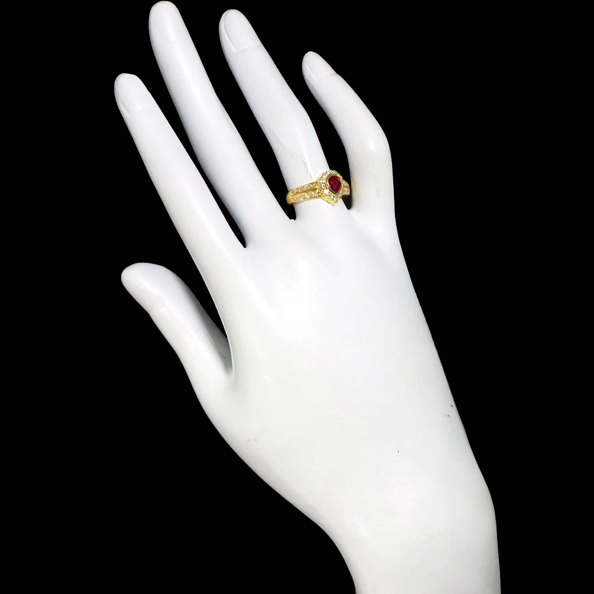 Ruby 0.44ct Diamond 0.36ct Ring 18K YG size6.75(US)