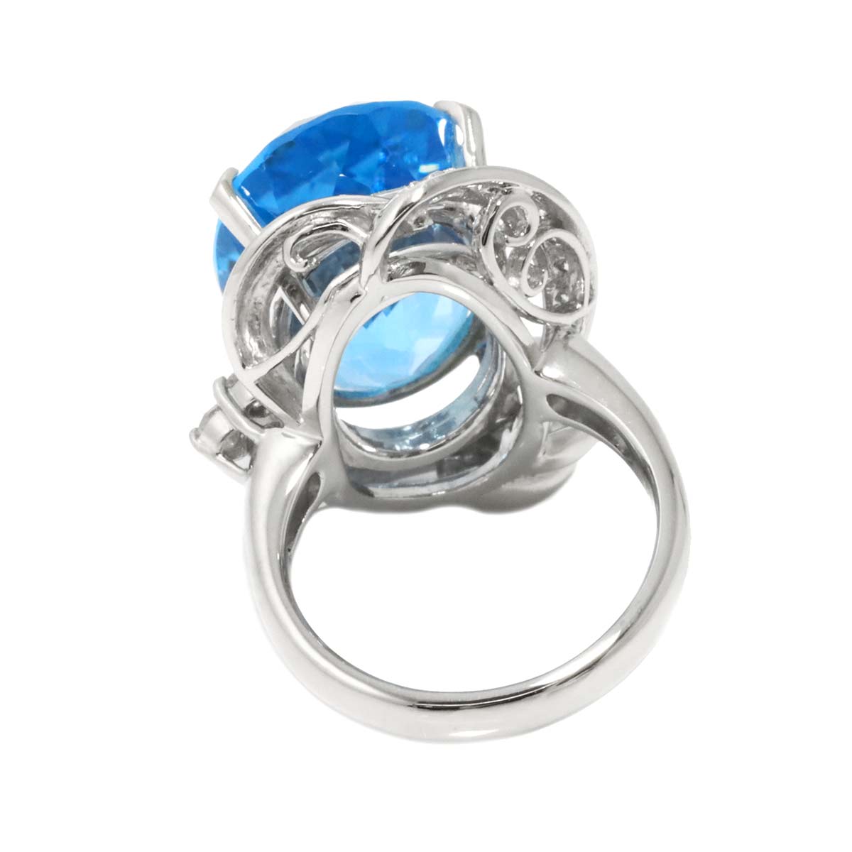 Blue Topaz 17.92ct Diamond 0.26ct Ring Pt Platinum size5.25-5.5(US)