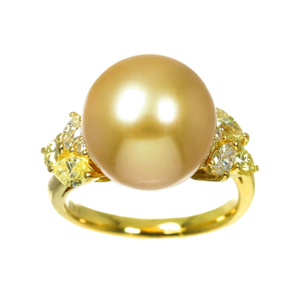South Sea pearl 12.7mm Diamond 0.82ct Ring 18K K18 YG 750 5.75-6(US)