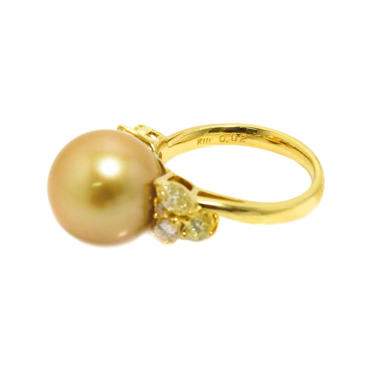 South Sea pearl 12.7mm Diamond 0.82ct Ring 18K K18 YG 750 5.75-6(US)