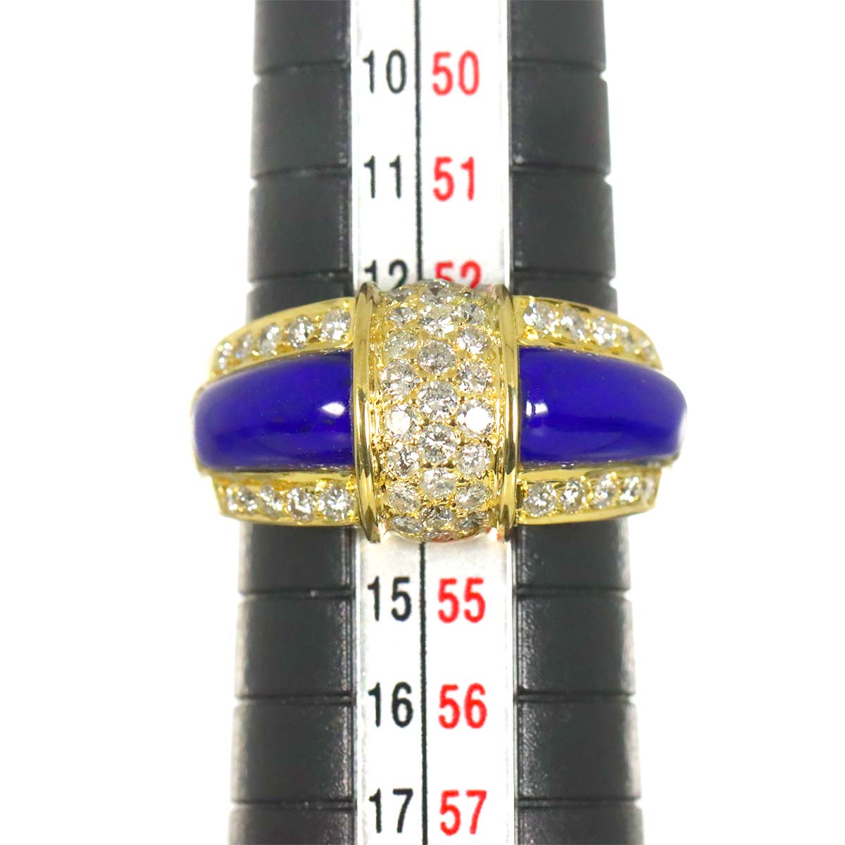 Lapis Lazuli Diamond 0.65ct Ring 18K Yellow Gold 750 size6.25-6.5(US)