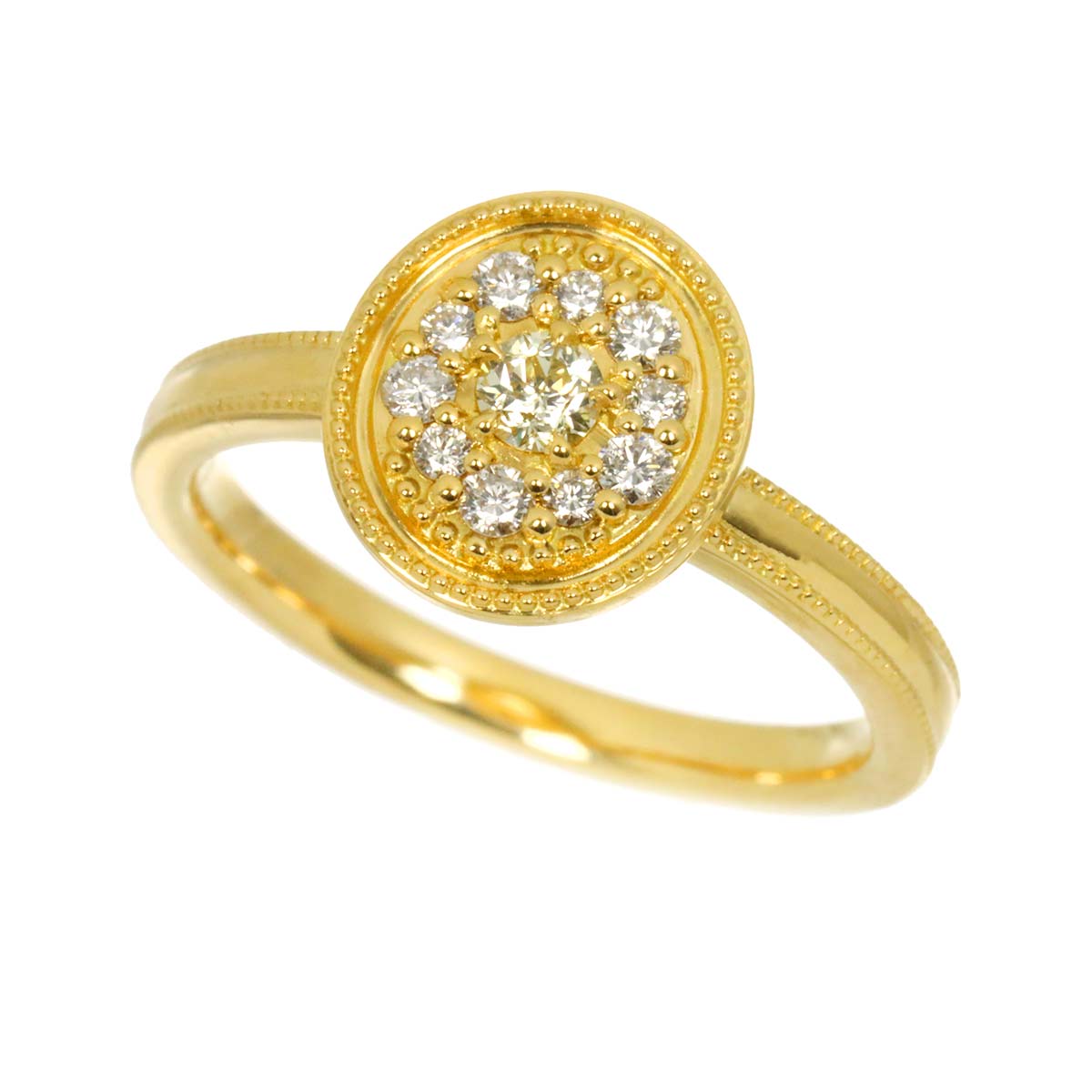 Diamond 0.102ct/0.13ct Ring 18K YG Yellow Gold 750 6-6.25(US)
