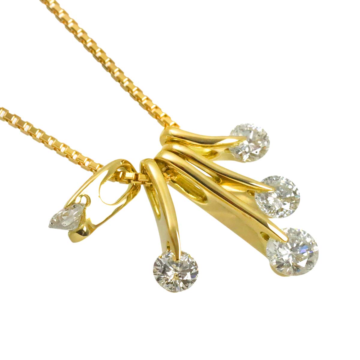 Diamond 1.02ct Necklace 18K YG Yellow Gold 750