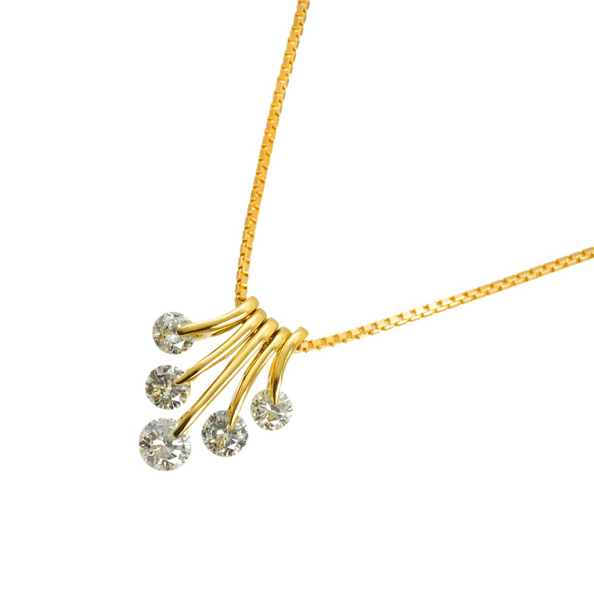 Diamond 1.02ct Necklace 18K YG Yellow Gold 750