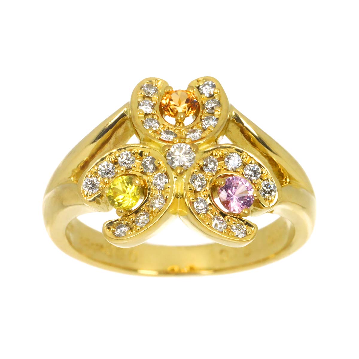 Sapphire 0.20 Diamond 0.15ct/0.08ct Ring 18K K18 YG 4.5-4.75(US)