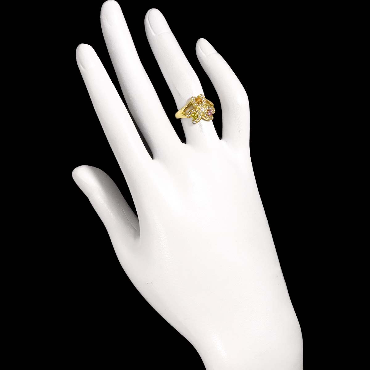 Sapphire 0.20 Diamond 0.15ct/0.08ct Ring 18K K18 YG 4.5-4.75(US)