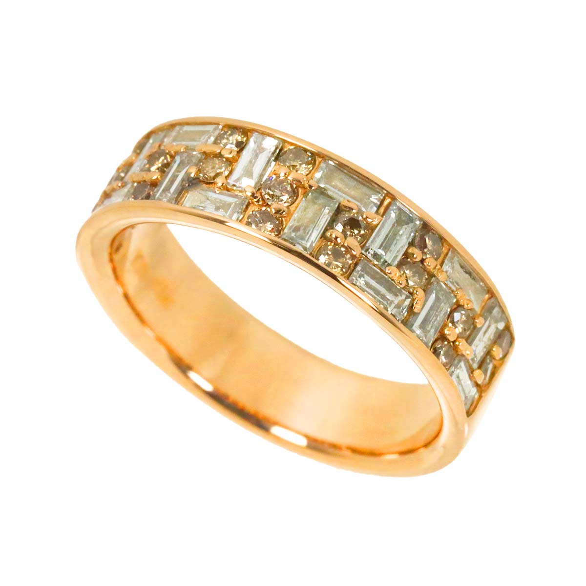 Diamond 0.80ct/0.33ct Ring 18K PG Pink Gold 750 Size5.75-6(US)