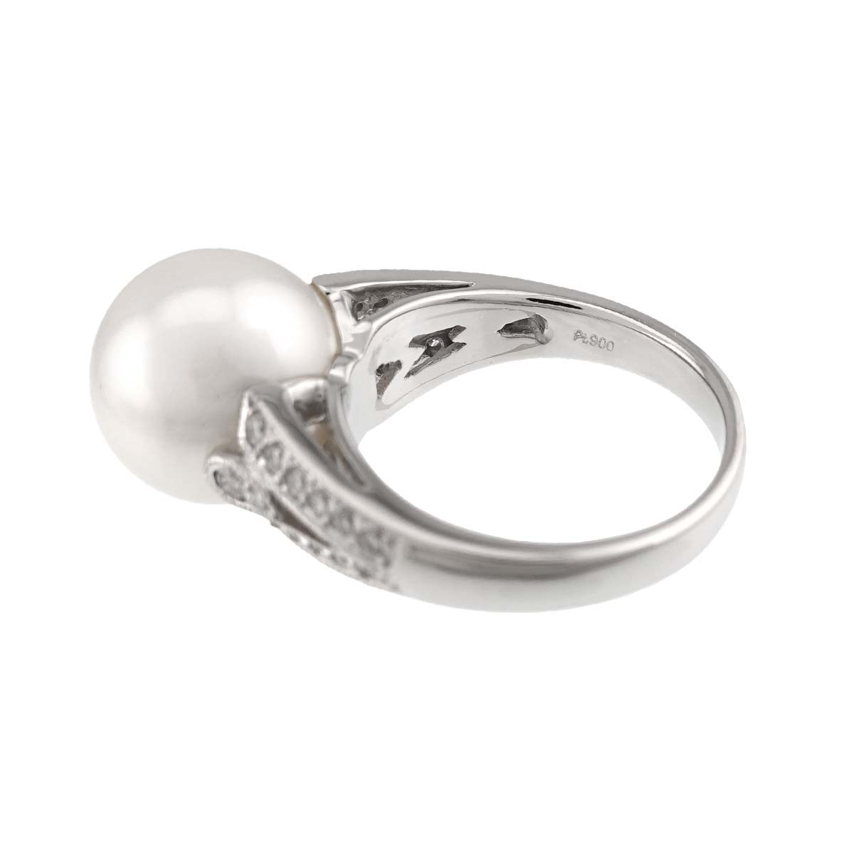 South Sea pearl 12.0mm Diamond 0.33ct Ring Pt Platinum size5.75-6(US)