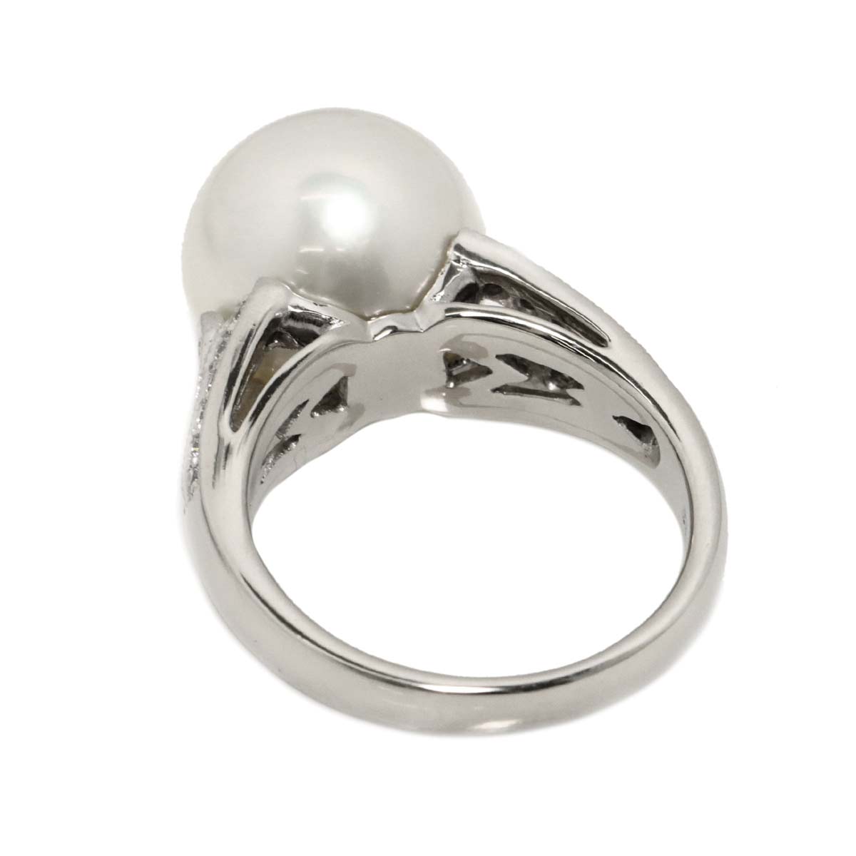 South Sea pearl 12.0mm Diamond 0.33ct Ring Pt Platinum size5.75-6(US)