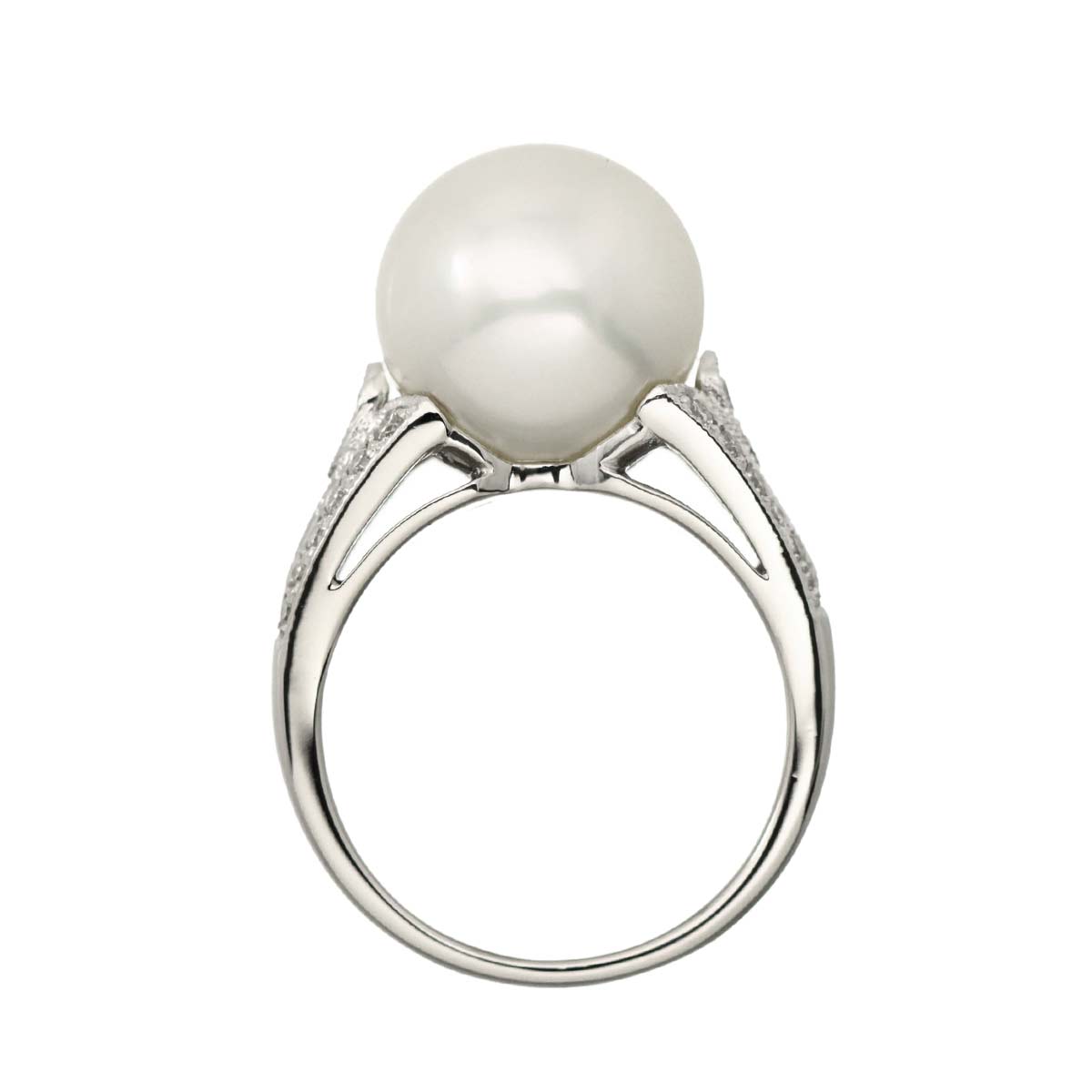 South Sea pearl 12.0mm Diamond 0.33ct Ring Pt Platinum size5.75-6(US)
