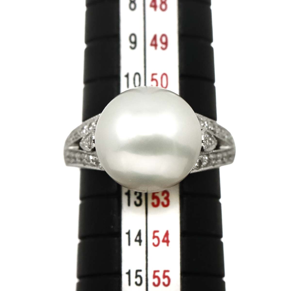 South Sea pearl 12.0mm Diamond 0.33ct Ring Pt Platinum size5.75-6(US)
