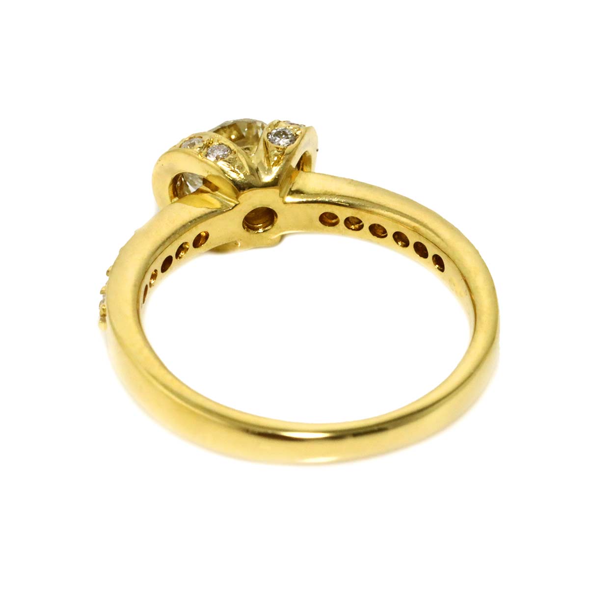 Diamond 0.462ct/0.24ct Ring 18K YG Yellow Gold 750 size4(US)